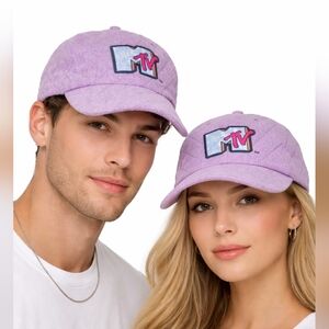 🍎 Nwt MTV Quilted Logo Adjustable Baseball Ball Cap Hat Purple